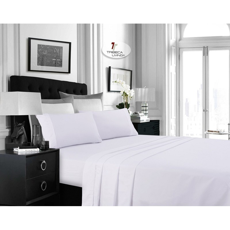 Tribeca Living MF110DPSSTWWH Solid Deep Pocket Sheet Set, Twin, White