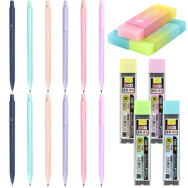 20 Pastel Mechanical Pencil Set, 0.5/0.7mm Cute Pencil Set, Aesthetic