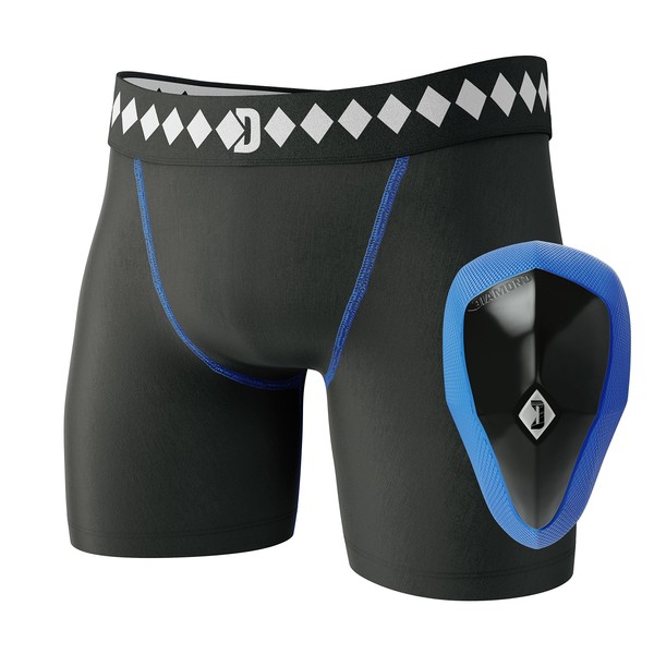 Diamond MMA Athletic Cup Groin Protector & Compression Shorts System with Built-in Jock Strap, X-Large