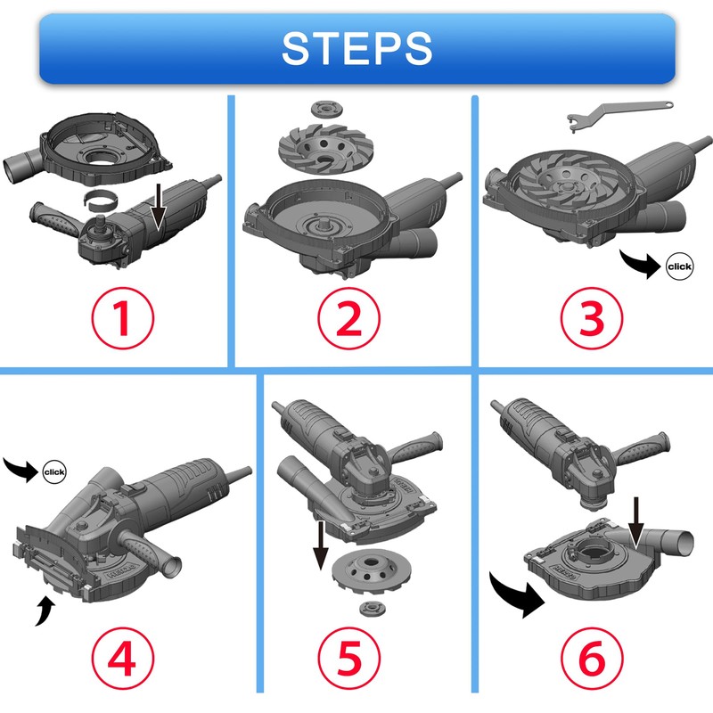HERZO Universal Suction Hood for Angle Grinder 115/125 mm