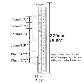 10 Pack 8" Clear Plastic Ruler for A5 6 Hole Planning Binder, Snap-in Bookmark Ruler Page Marker Divider Measuring Today Ruler Binder Notebook Planner