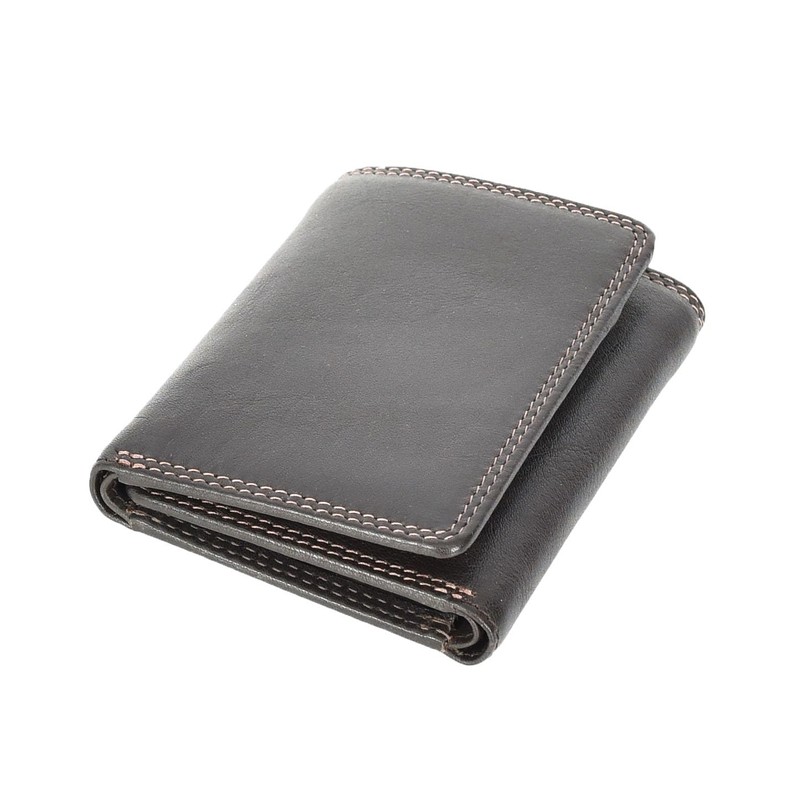 Mens Real Leather Tri-fold RFID Protected Slim Wallet Banknotes Credit