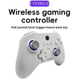 COOBILE Wireless Gaming Controller, Bluetooth Gamepad with Hall Joystick, hall trigger, Macro Back Key, no blind zones, support six-axis somatosensory,for iOS, Android, PC, Switch, Steam (white)