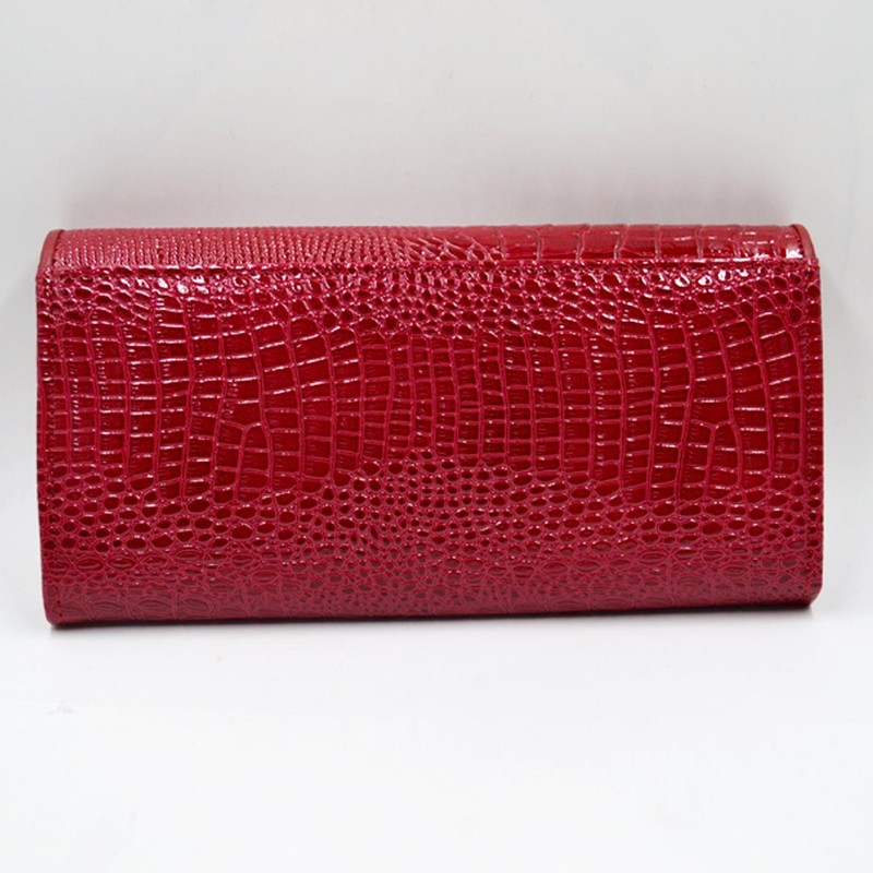 AiSi Womens Genuine Leather Long Wallet Alligator Crocodile Embossed Cluth