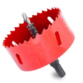 90 mm Bi-Metal Hole Saw with Arbor and Pilot Bit, HSS & Heavy Duty Steel Design, Hole Cutter for Wood, Metal & More