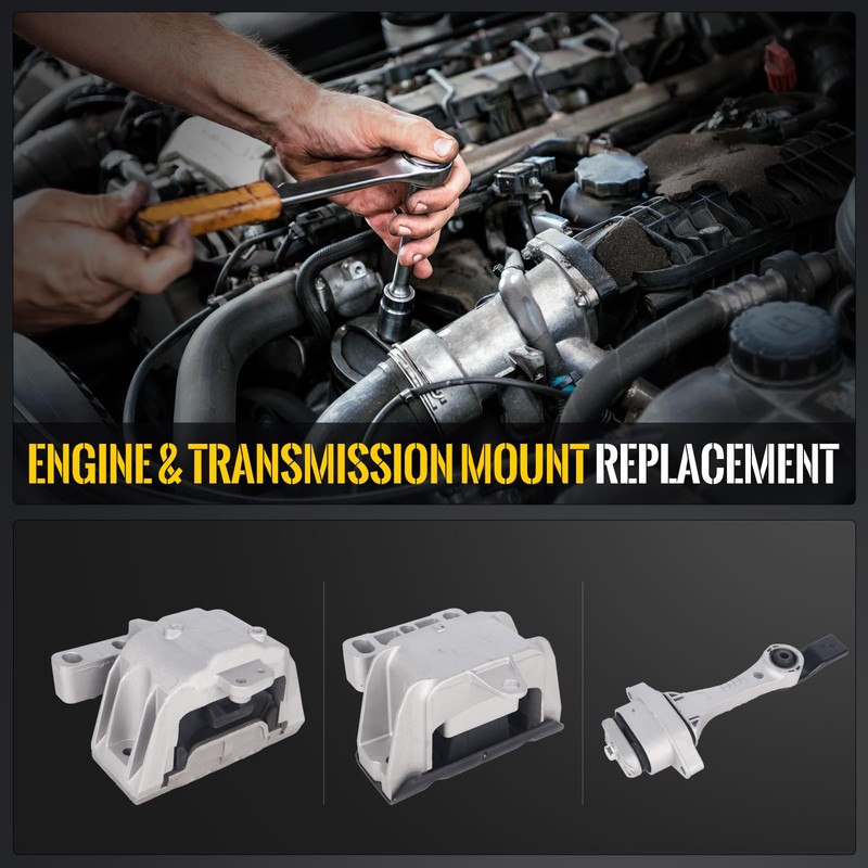 KUSATEC 3PCS Engine Motor Mount & Transsmission Mount Set Compatible