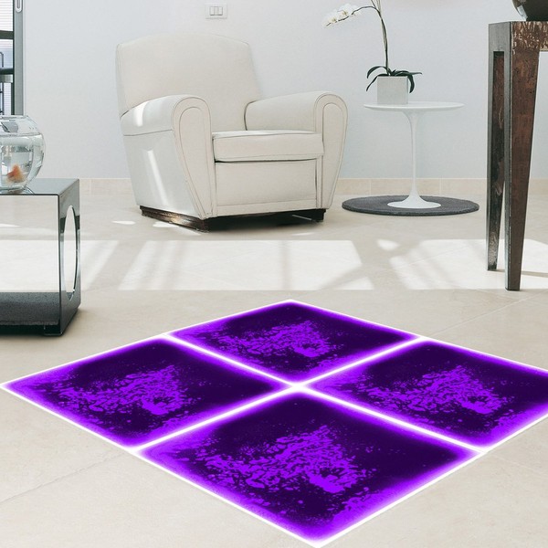 Art3d 1-Pack Fancy Floor Tile for Kids Room Liquid Encased Floor Tile Home Decor, 12" X 12" Purple