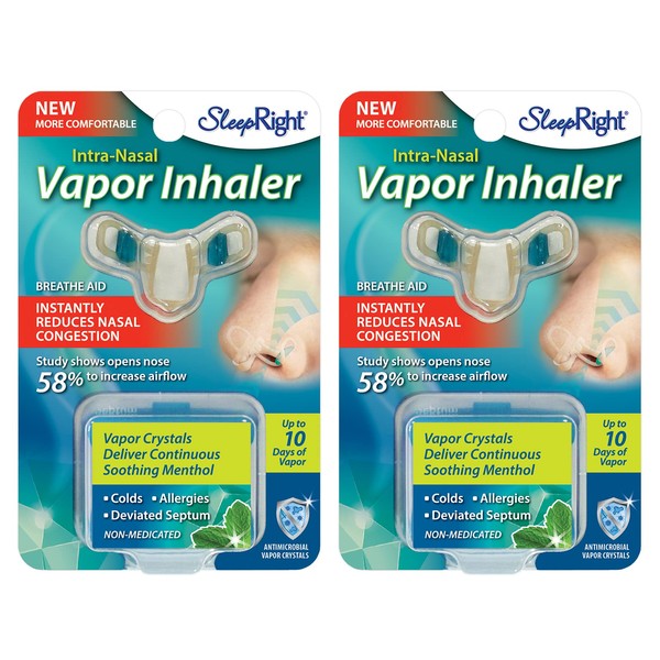 SleepRight Intra-Nasal Vapor Inhaler Nasal Congestion Reducer SleepRight Nasal Breathe Aid (2-Pack)