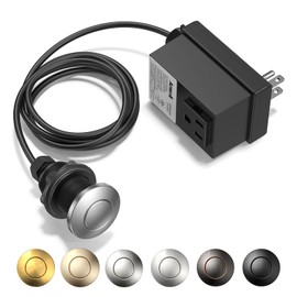 Anwoll Garbage Disposal Air Switch Kit - Professional, UL Listed Wireless Sink Top Garbage Disposal Button, Stainless Steel/Black On/Off, Compatible with all garbage disposals