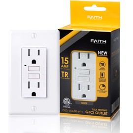 Faith [10-Pack] GFI Receptacle 15 Amp, Tamper-Resistant GFCI Outlet 15 Amp, Self-Test Ground Fault Circuit Interrupter with Wall Plate, White