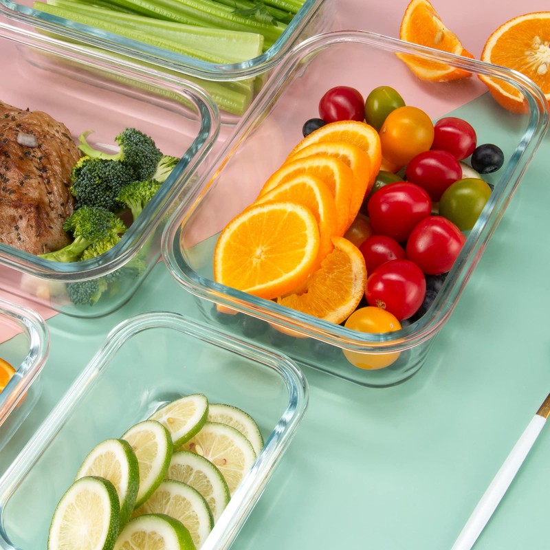 FAWLES 12 Pack Glass Storage Containers with Lids, Leak-Proof Meal