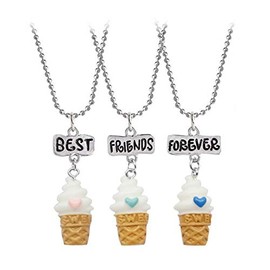 2-3 Pcs Best Friends Forever Friendship Necklaces Set Ice Cream Cookie Donut Flamingo Wishing Bottle Colorful Cute Pendant BFF Necklaces Friendship Jewelry Birthday Gifts - Ice Cream