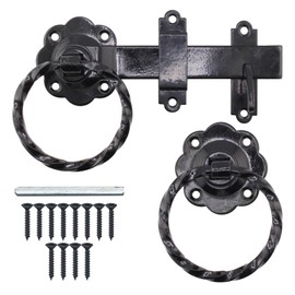 EAI Ring Gate Latch Set | 6 Inch / 150mm Heavy Duty Twisted Black Auto Catch Set for Wooden Gates, Sheds & Doors.