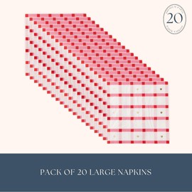 Bonjour Fête Elegant Valentine Plaid Large Paper Dinner Napkins | 3-Ply Napkins for Valentine's Day & Holiday Decorations | Lunch Napkins, Gold Foil | Pack of 20, 6.5" Folded | Premium Party Supplies