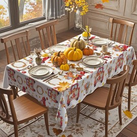SASTYBALE Thanksgiving Truck with Pumpkin Printed Tablecloth Rectangle 60 x 102 Inch Oil Water Proof Washable Harvest Table Cloth, Reusable Fabric Table Cover for Fall, Holiday, Party