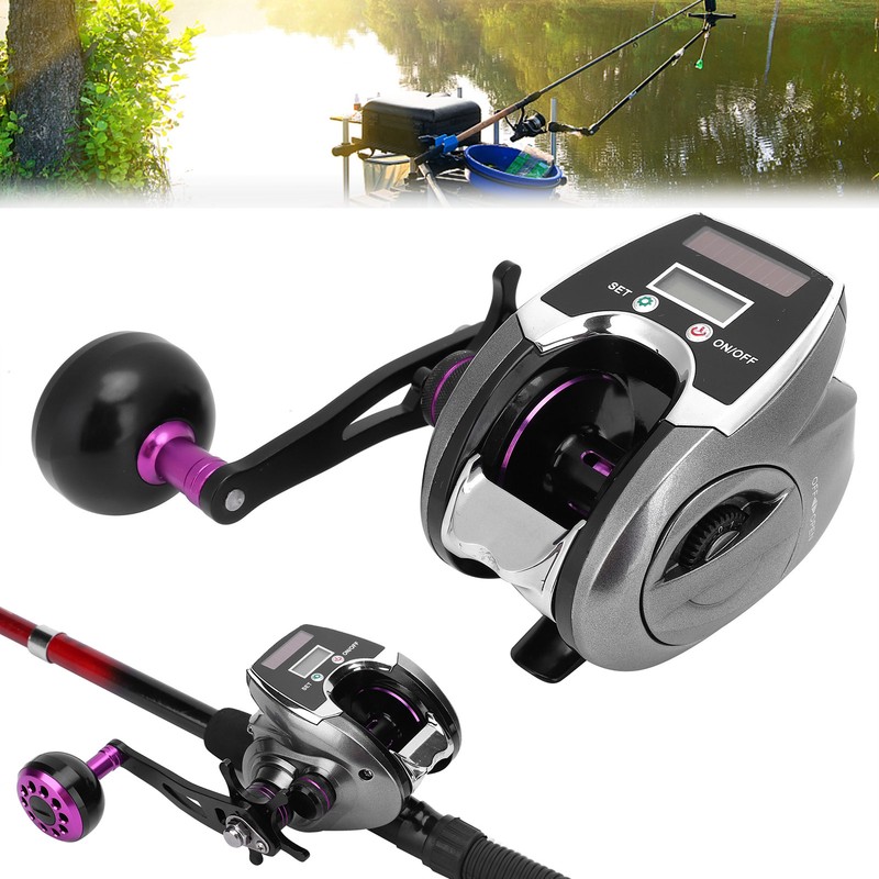 Solar Digital Display Fishing Reel Casting Wheel Rechargeable Single Rocker