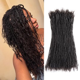 Originea Micro Locs Extesnions Human Hair 0.2cm Thickness Sisterlocks Curly Tips, Full Handmade Interlocking Permanent Soft Dreadlock Extensions Natural Looking Locs (1B# 0.2cm, 8 Inch 10 Strands)