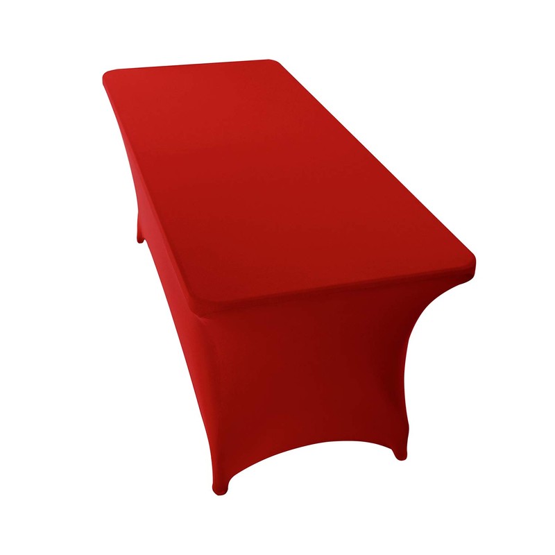 Peomeise 8FT Spandex Table Cover Rectangular Stretch Spandex Tablecloth (Red,8FT)