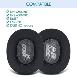 GVOEARS Cooling Gel Replacement Ear Pads for JBL Live 650/660BTNC E65BTNC Headphone, Ear Pads with Memory Foam and Breathable ICE Silk Fabric (Black)