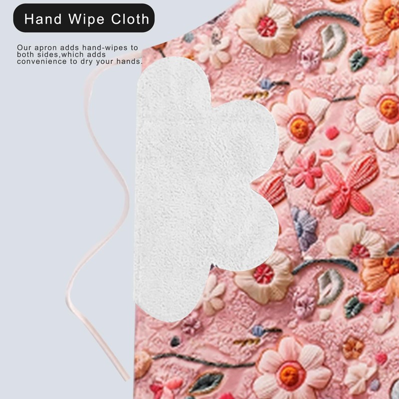 PUBMIND Floral Apron for Women with Pockets, Adjustable Chef Aprons