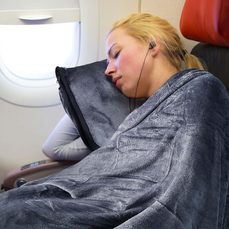 DAWNTREES 2 Pack Travel Blanket and Pillow,Travel Essentials Gifts on