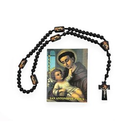 GCK Novena a San Antonio de Padua con Rosario Negro de Madera Prayer Book in Spanish with Black Wood Rosary 2 Pc Set