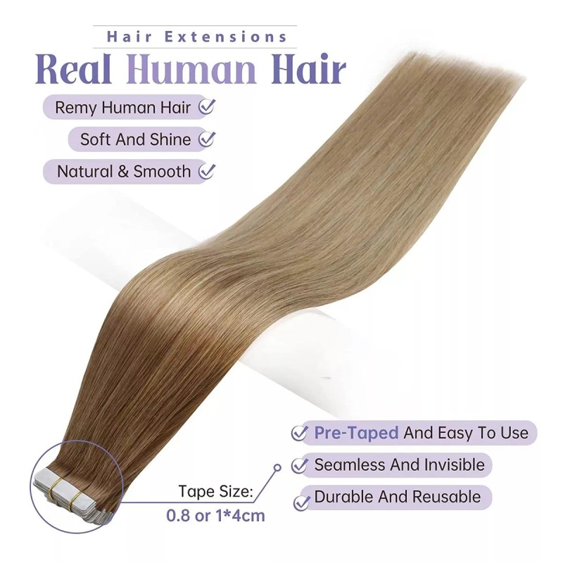 Fshine Extensiones Cabello Natural 10 Desvanecimiento Mar 18in 50gr