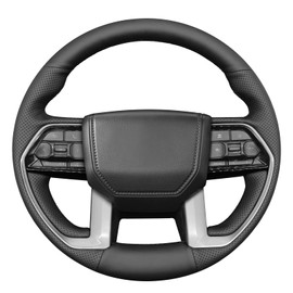 MEWANT Hand Stitch Black Artificial Leather Steering Wheel Cover for Toyota Tacoma 2024 Tundra 2022-2024 Sequoia 2024