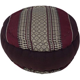 Guru-Shop Round Meditation Cushion Yoga Cushion, Seat Cushion, Floor Cushion, Decorative Cushion - Brown/red, Cotton, 18x30x30 cm, Meditation Pillows