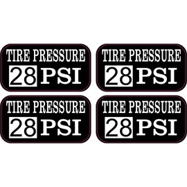 StickerTalk Tire Pressure 28 PSI Vinyl Stickers, 1 Sheet of 4 Stickers, 2 inches by 1 inch Each