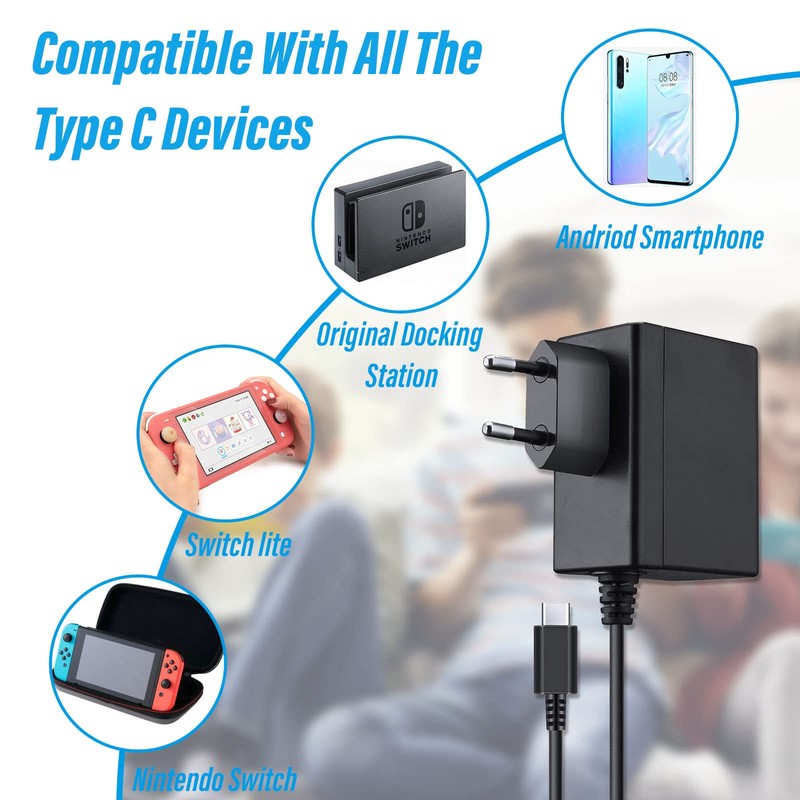 ZHITING Netzteil für Switch,Ladegerät für Switch,Ladekabel AC Adapter 15V 2.6A