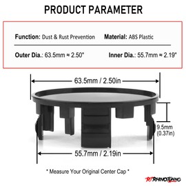 RhinoTuning x4 63.5mm center hub cap 55.7mm wheel caps car centre cap H 22.5mm wheel caps wheel center cap for 42603-24250 42603-48060 42603-48070(black)