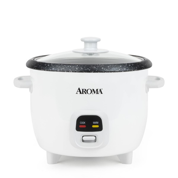 AROMA® Rice Cooker, 3-Cup (Uncooked) / 6-Cup (Cooked), Small Rice Cooker, Oatmeal Cooker, Soup Maker, Auto Keep Warm, 1.5 Qt, White, ARC-393NG