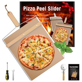 Non-stick Sliding Pizza Peel Great For Beginners,large Pizza Peel Metal Sliding Tray 22” X 13” Making 10-16 Inch,pizza Boards 5.5" Handle Detachable Transfers Pizza Pie,Free Pizza Cutter Wheel