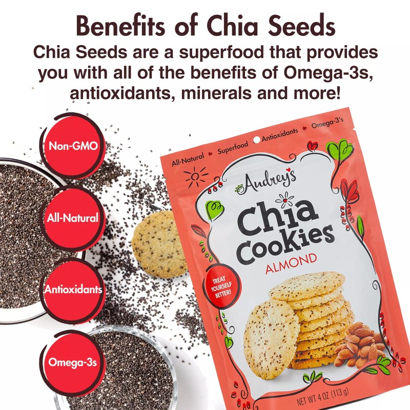 AUDREYS Audrey's Chia Cookies Almond 4 oz (Pack Of 6)