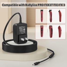 HIENADTOR 12V Charger Power Cord for BaByliss PRO FXX3T FX3 FX 3 FXX3C FX3C FX 3C Cordless Hair Trimmer AC DC Adapter for BabylissPro DSA-12PF09-12FUS 120100 (R) (T) 12VDC DC12V Charging Power Supply