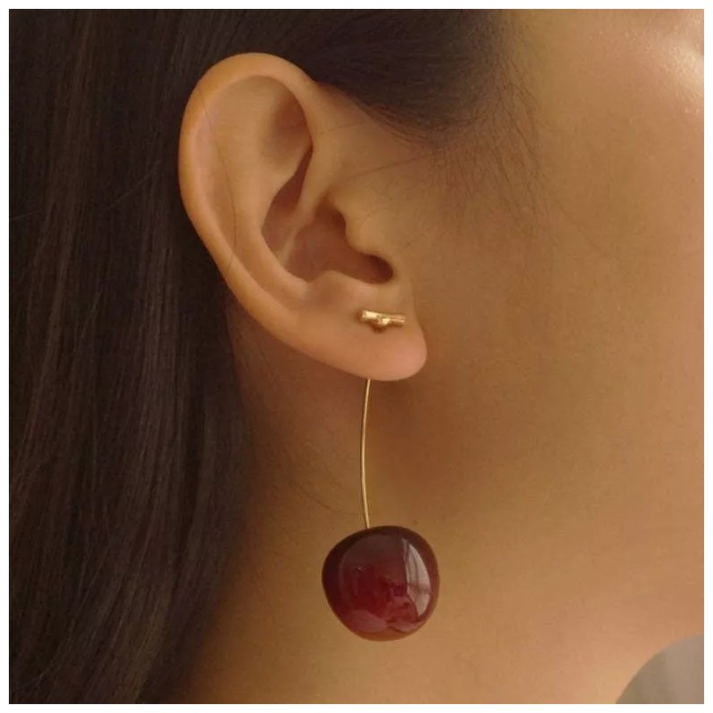 Dtup Aretes Largos Cereza Divinos Elegantes Originales Kawaii
