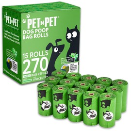 Pet N Pet Bolsas Para Popo Perro 270 Recuentos Biodegradables, 15 Rollos 41% USDA