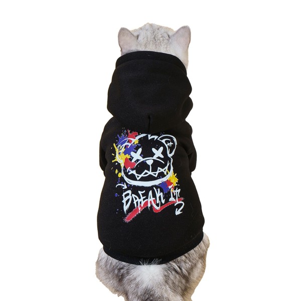 QWINEE Cartoon Bear Print Cat Hoodie Breathable Stretchy Sweatshirts with