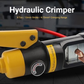 Hydraulic Crimper, 8 Ton Hydraulic Crimping Tool Hydraulic Cable Crimper Hand Tool with 16 Dies, 4-70mm² Portable Electrical Terminal Cable Wire Tool Kit