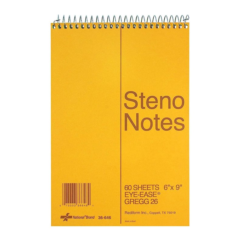 National Steno Notebook, Gregg-Ruled, Green Eye-Ease Paper, Brown Cover, 6"
