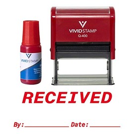 Received by Date Self Inking Rubber Stamp Combo with Refill (Red Ink) - X-Large