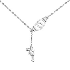 MAOFAED Handcuff Lariat Necklace for Women Policeman, Gift for Police Officer Mom/Wife, Police Graduation Gift(hancuffCA)