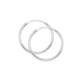 Sterling Silver Hoop Earrings - Size: 18mm x 1.2mm (Size of 5p coin). Gift boxed. MUCH SMALLER THAN SHOWN. 6243