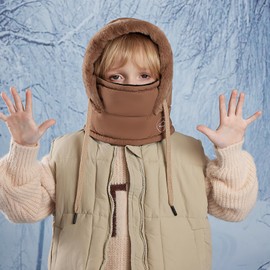 TAGVO Kids Thermal Balaclava, Multifunction Adjustable Windproof Fleece Bicycle Ski Mask with Neck Gaiters, 3 in 1 Full Face Mask Snood Hood Hat Winter Cold Weather Outdoor Caps for Boys Girls 4-10