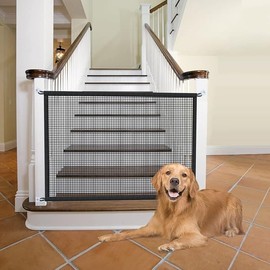 Dog Gate for Stairs Pet Gates for The House: Dogs Screen Mesh Gate for Doorways Stairways Indoor Safety 29 inches Tall, 38 inch Wide