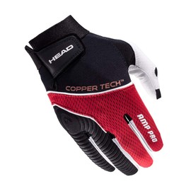 HEAD Leather Racquetball Glove - AMP Pro Copper Tech Glove for Right & Left Hand - Black/Silver/Red, Right - X-Large