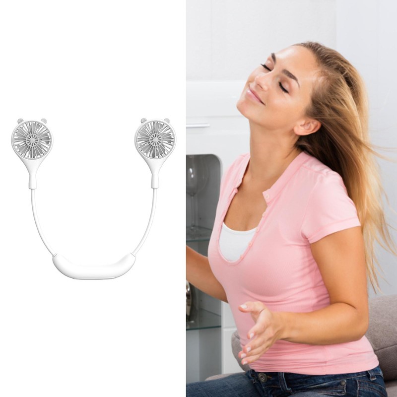 Neck Fan USB Rechargeable Cute Portable Retractable Universal Adjustment Cooling