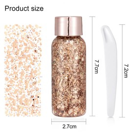 Body Glitter Gel Glitter Liquid Face Body Glitter Gel Festival Glitter Mermaid Sequins Chunky Glitter Liquid Face Hair Makeup Long Lasting Sparkling with 1 Spoon Brown + Purple + Green
