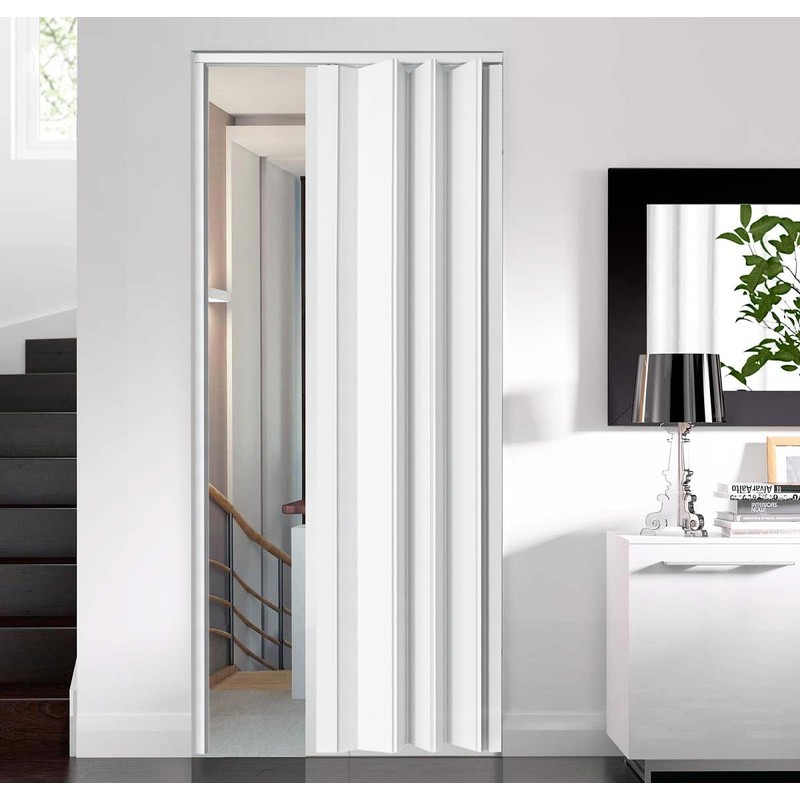 DIYHD 36x80in White Accordion Folding Closet Door, Include Door and